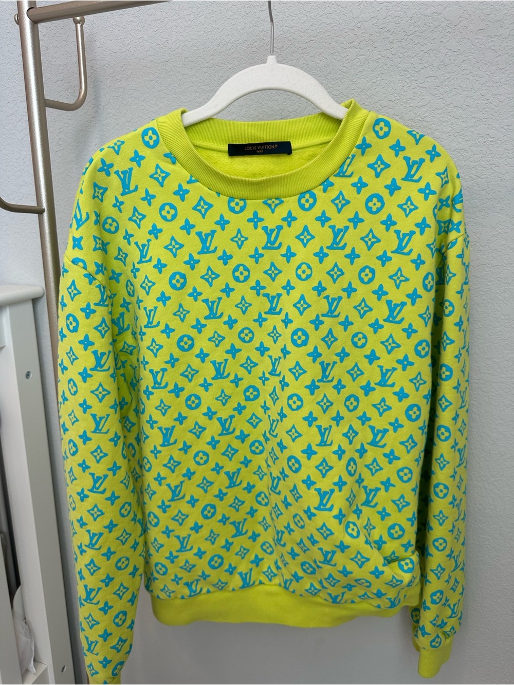 RARE Louis Vuitton Yellow Crewneck with Blue Monogram
